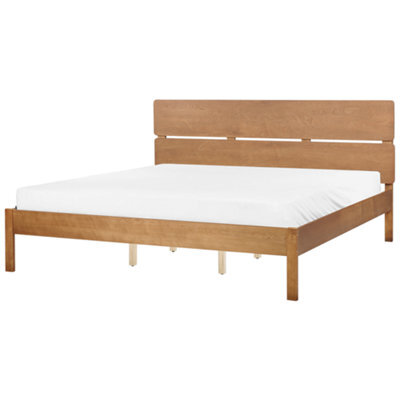 Beliani Bed Wood Boisset 180 X 200 Cm (Eu Super King) Dark Brown - image 1