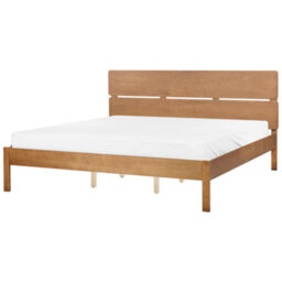 Beliani Bed Wood Boisset 180 X 200 Cm (Eu Super King) Dark Brown - thumbnail 1