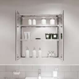 Affine Double Door Bathroom Mirror Cabinet Cupboard Stainless Steel Wall Mounted 600mm - thumbnail 5
