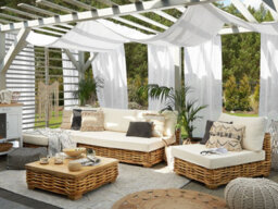 Beliani Garden Lounge Set With Table 4 Seater Varallo Left Hand Modular Rattan Natural - thumbnail 2