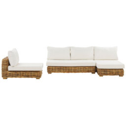 Beliani Garden Lounge Set With Table 4 Seater Varallo Left Hand Modular Rattan Natural - thumbnail 4