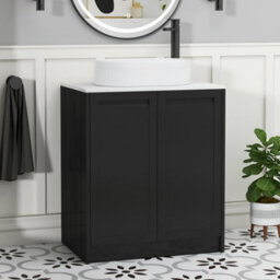 Royal Bathrooms Royal Bathroom Elmore 700mm Matt Nocturne Black Freestanding Countertop Bathroom Vanity Unit 2 Door With Lyon Basin - thumbnail 1