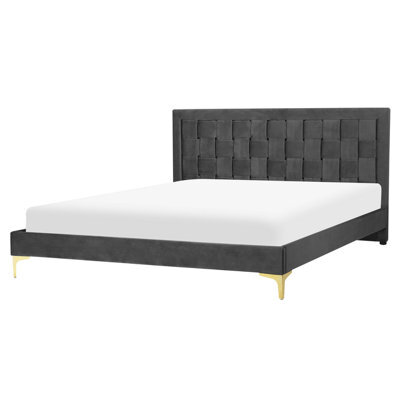 Beliani Bed Velvet Limoux 160 X 200 Cm (Eu King Size) Black - image 1