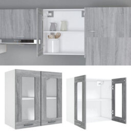 Vidaxl Hanging Glass Cabinet Lyon Grey Sonoma 60X31X60 Cm Engineered Wood - thumbnail 6