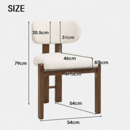 Bouclé Dining Chairs With Solid Wood Legs, Walnut Wood Colour, Set Of 2 - thumbnail 7