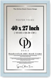27 X 40 Inch Mdf Wood Frame With Perspex Front Dual Orientation Landscape Portrait Wall Mount (Light Grey)