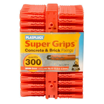 Plasplugs Super Grips Red Plastic Wall Plug (Dia)6mm (L)38mm, Pack Of 300 - image 1