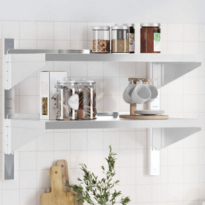 Berkfield 2-Tier Wall Shelf 75X40X60 Cm Silver Stainless Steel - image 1