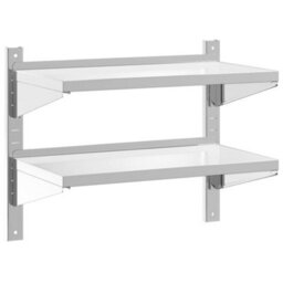 Berkfield 2-Tier Wall Shelf 75X40X60 Cm Silver Stainless Steel - thumbnail 2