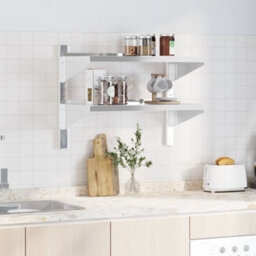 Berkfield 2-Tier Wall Shelf 75X40X60 Cm Silver Stainless Steel - thumbnail 3