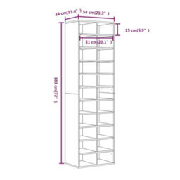 Vidaxl Shoe Cabinet Grey Sonoma 54X34X183 Cm Engineered Wood - thumbnail 8