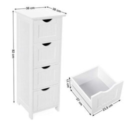 Xample Bathroom Storage Cabinet 4 Drawer Free-Standing Cupboard Slim Organizer For Towels & Toiletries Modern White Design - thumbnail 5