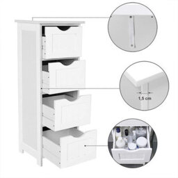 Xample Bathroom Storage Cabinet 4 Drawer Free-Standing Cupboard Slim Organizer For Towels & Toiletries Modern White Design - thumbnail 3