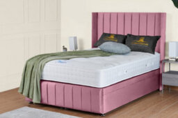 UKBEDFURNITURE Kamara Wingback Plush Pink End Opening Divan Ottoman Bed With 54 Inch Headboard - thumbnail 1