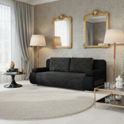 Emma Upholstered Sofa Bed With Storage With Sleeping Function Comfortable And Stylish For The Living Room Greymelange And Black - thumbnail 1