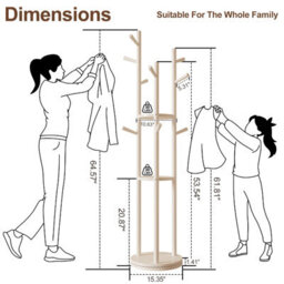 Yqjjgl Elegant Solid Wood Coat Rack With 3 Shelves And Hooks For Home White Clothes Rack Clothes Rail - thumbnail 5