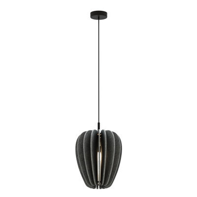 Luminosa Lighting Luminosa Cambio Slim Modern Pendant Ceiling Light Black 1Xe27 Grey Shade - image 1