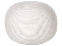 Wyld And Coco White Handwoven Wool Pouf 50Cm Round Boho Ottoman - thumbnail 1