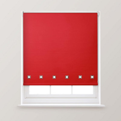 A.unique Home Premium Quality Trimmable Square Eyelet Window Roller Blind - 4Ft - Red - 120Cm (W) X 170Cm (L) - image 1