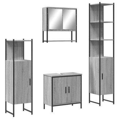 Berkfield Durable 4 Piece Bathroom Furniture Set Grey Sonoma Engineered Wood