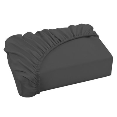 Ameha Plain Dyed Charcoal Fitted Sheet 30Cm Extra Deep Pocket Soft Touch Easy Care Durable Bed Fitted Sheets Single, 91X190 Cm - image 1