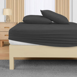 Ameha Plain Dyed Charcoal Fitted Sheet 30Cm Extra Deep Pocket Soft Touch Easy Care Durable Bed Fitted Sheets Single, 91X190 Cm - thumbnail 4