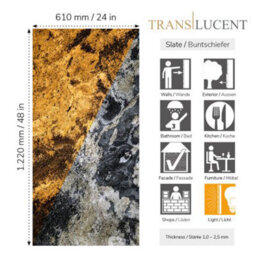 Translucent Rustique Slate Veneer 30 X 20Cm Sample - thumbnail 2