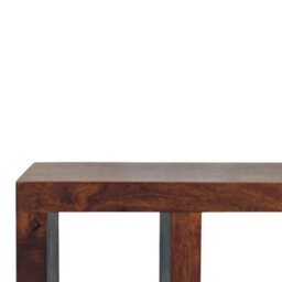 Artisan Furniture Solid Wood Orion Curved Chestnut Media Unit, 3 Open Shelves, Dark Brown - thumbnail 5