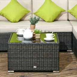 Outsunny 8 Pieces Patio Rattan Sofa Set Outdoor Garden Furniture Set Brown - thumbnail 9