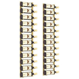 Vidaxl Wall Mounted Wine Rack For 12 Bottles 2 Pcs Gold Iron Wine Racks - thumbnail 3