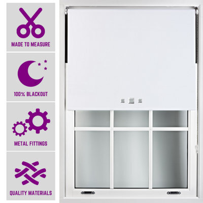 Triple Square Eyelet Blackout Roller Blind With Metal Fittings Free Alteration By Furnished - White (W)210Cm X (L)165Cm