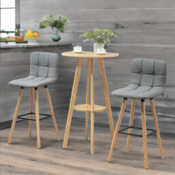 Rafaelo Mobilia Set Of 2 Wooden Bar Stools With Backs & Footrest For Kitchen Bar - thumbnail 2