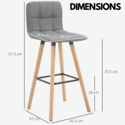 Rafaelo Mobilia Set Of 2 Wooden Bar Stools With Backs & Footrest For Kitchen Bar - thumbnail 6