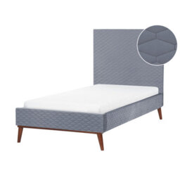 Beliani Bed Velvet Bayonne 90 X 200 Cm (Eu Single) Grey - thumbnail 1