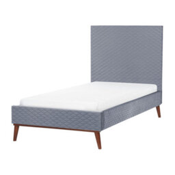 Beliani Bed Velvet Bayonne 90 X 200 Cm (Eu Single) Grey - thumbnail 4