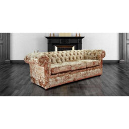 Chesterfield Crystal 3 Seater Sofa Lustro Gilded Velvet Fabric In Classic Style - thumbnail 1