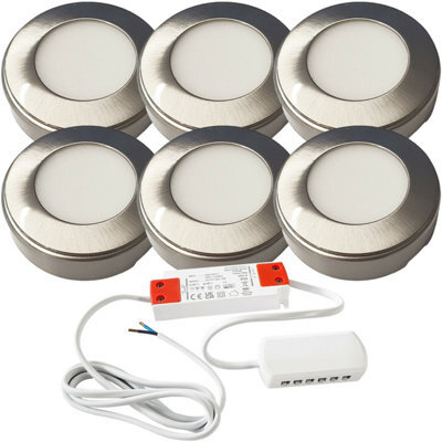 6X Brushed Nickel Under Cabinet Led Light Kit With Driver - Natural White Finish - image 1