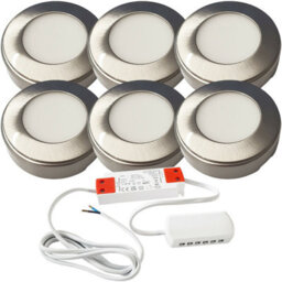 6X Brushed Nickel Under Cabinet Led Light Kit With Driver - Natural White Finish - thumbnail 1