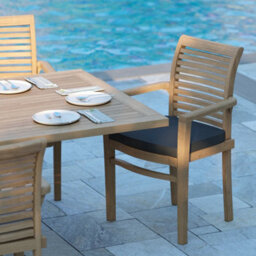 Eterna Madrid Teak Garden Outdoor Dining Table & 10 Seat Chair Set - With Cream Cushions - thumbnail 4