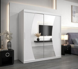 Arte Wave Contemporary 2 Mirrored Sliding Door Wardrobe 9 Shelves 2 Rails White Matt (H)2000mm (W)1800mm (D)620mm - thumbnail 2