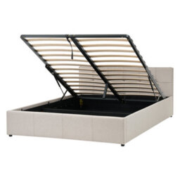 Beliani Ottoman Bed Lauresses Fabric Taupe 140 X 200 Cm (Eu Double) - thumbnail 1