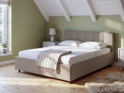 Beliani Ottoman Bed Lauresses Fabric Taupe 140 X 200 Cm (Eu Double) - thumbnail 2