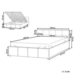 Beliani Ottoman Bed Lauresses Fabric Taupe 140 X 200 Cm (Eu Double) - thumbnail 3