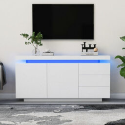 Btm High Gloss Sideboard With Led Lights Doors And Drawers For Living Room - thumbnail 6