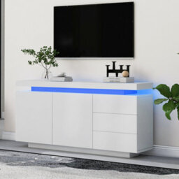 Btm High Gloss Sideboard With Led Lights Doors And Drawers For Living Room - thumbnail 5