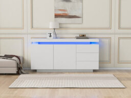 Btm High Gloss Sideboard With Led Lights Doors And Drawers For Living Room - thumbnail 2