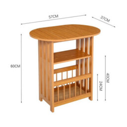 Folding Sofa End Side Table W/ Magazine Rack Shelf Coffee Station Wood Lamp Desk - thumbnail 2