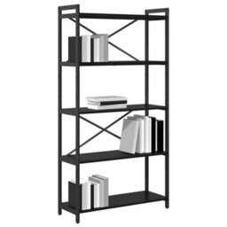 Berkfield Modern Bookcase Black Oak 80 X 30 X 153 Cm Engineered Wood - thumbnail 3