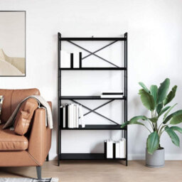 Berkfield Modern Bookcase Black Oak 80 X 30 X 153 Cm Engineered Wood - thumbnail 4