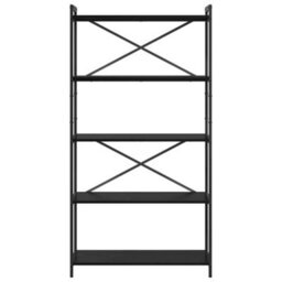 Berkfield Modern Bookcase Black Oak 80 X 30 X 153 Cm Engineered Wood - thumbnail 5